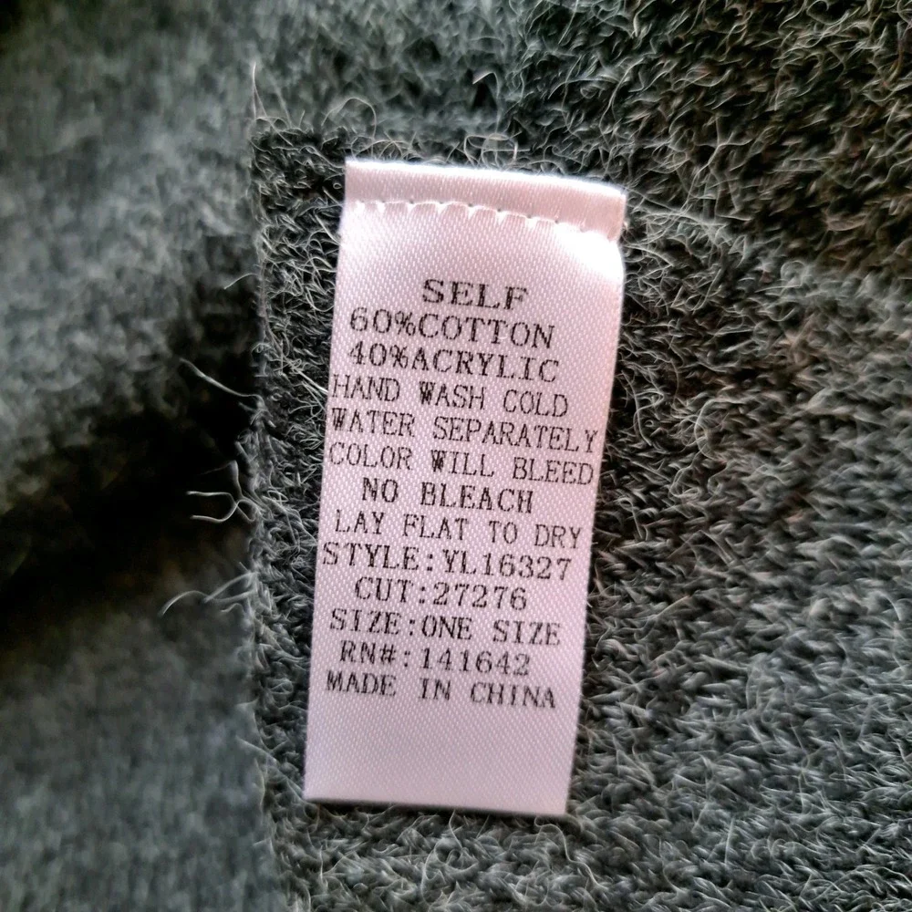 Ya Los Angeles Women's Grey Long Sleeve Cotton Blend Knit Cardigan Sweater L-XL